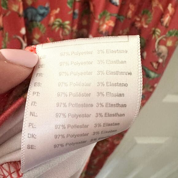 Dolly and Dotty Unique Vintage Red Billie Dinosaur Volcano Flared Midi Dress 10 - Picture 13 of 13